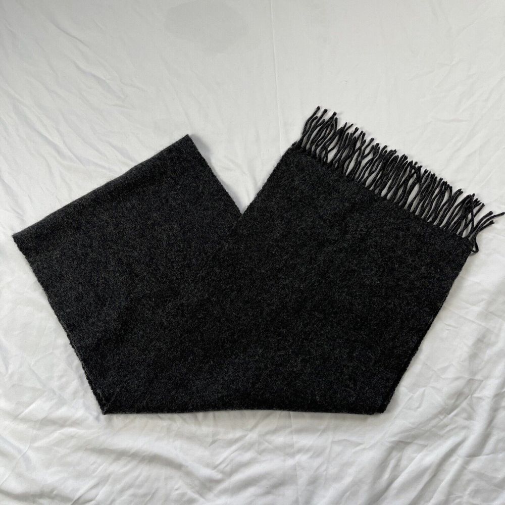 Fishers Finery 100% Cashmere Charcoal Gray Scarf 12X67